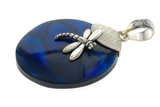 Paua Dyed Blue Dragonfly Sterling Pendant