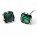 Paua Square 6mm Sterling Silver Earrings