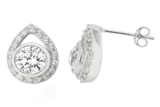 Crystal Studded Petal .925 Sterling Silver Stud Earring