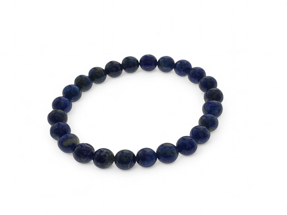 Crystal Lapis Round Bead Bracelet
