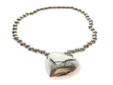 Ball 4mm Bracelet with Heart Charm Sterling Silver