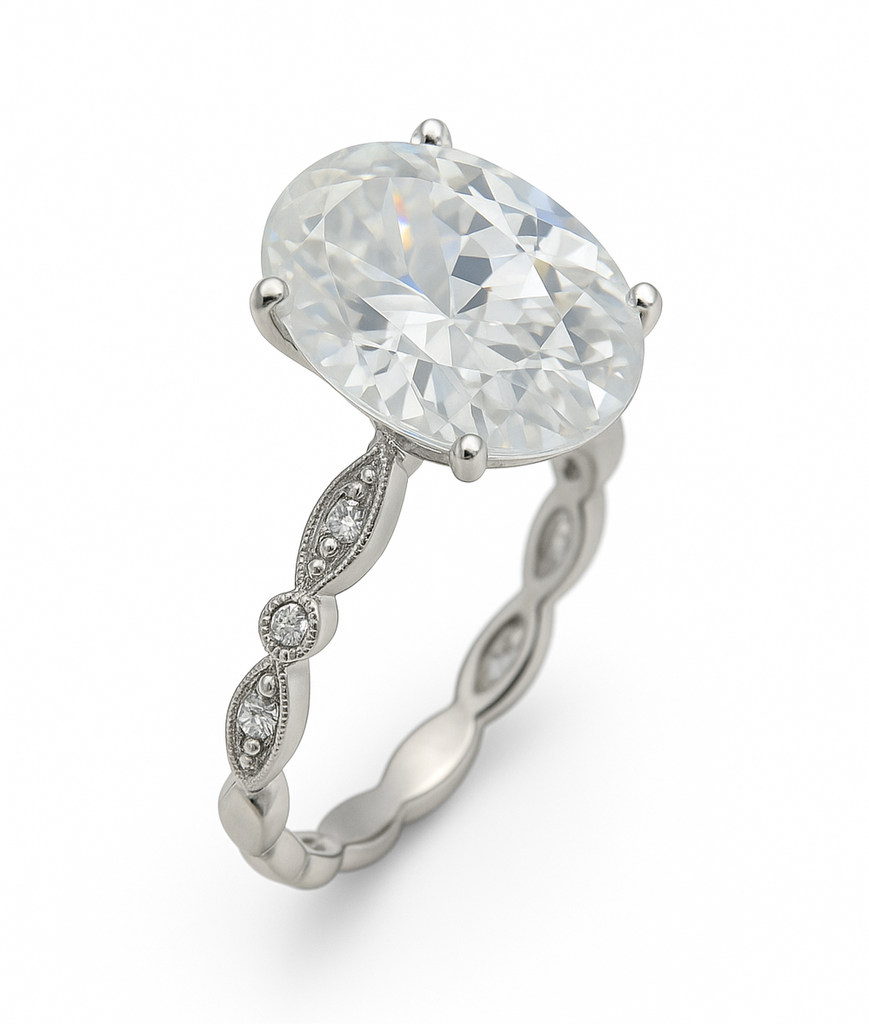 Cubic Zirconia Band & Stone Sterling Silver Ring