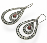 Garnet Layered Silver Dotted Sterling Silver Earring