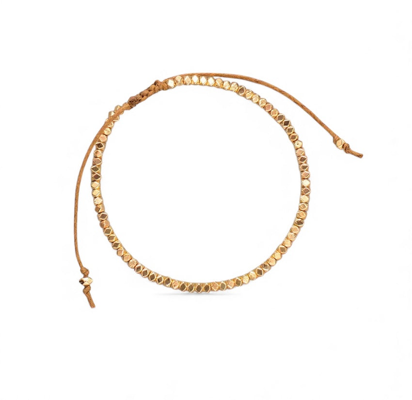 Beaded Metal Gold Adjustable Bracelet