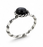 Onyx Plaited Sterling Silver Ring