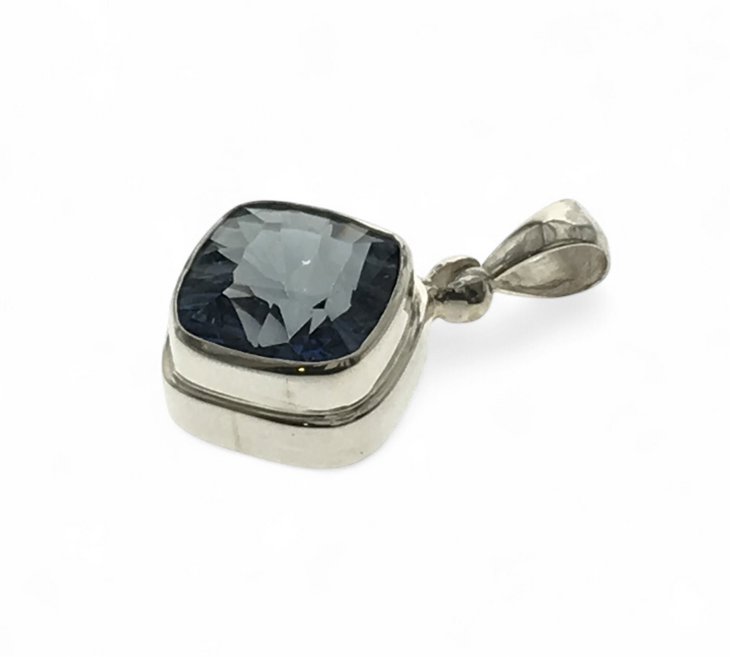 Blue Cubic Zirconia Sterling Silver Pendant