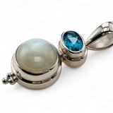 Blue Topaz Pearl Sterling Silver Pendant