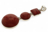 Red Coral Triple Drop .925 Sterling Silver Pendant