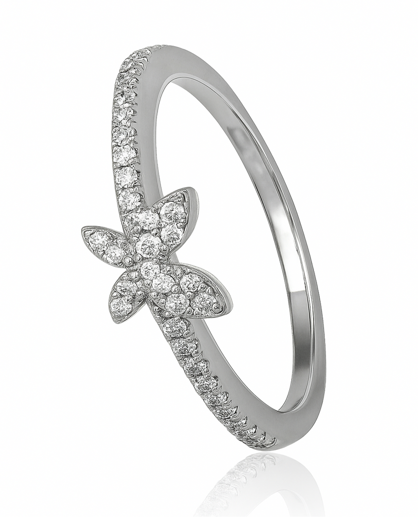 Cubic Zircon Butterfly Sterling Silver Ring