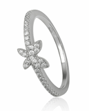 Cubic Zircon Butterfly Sterling Silver Ring