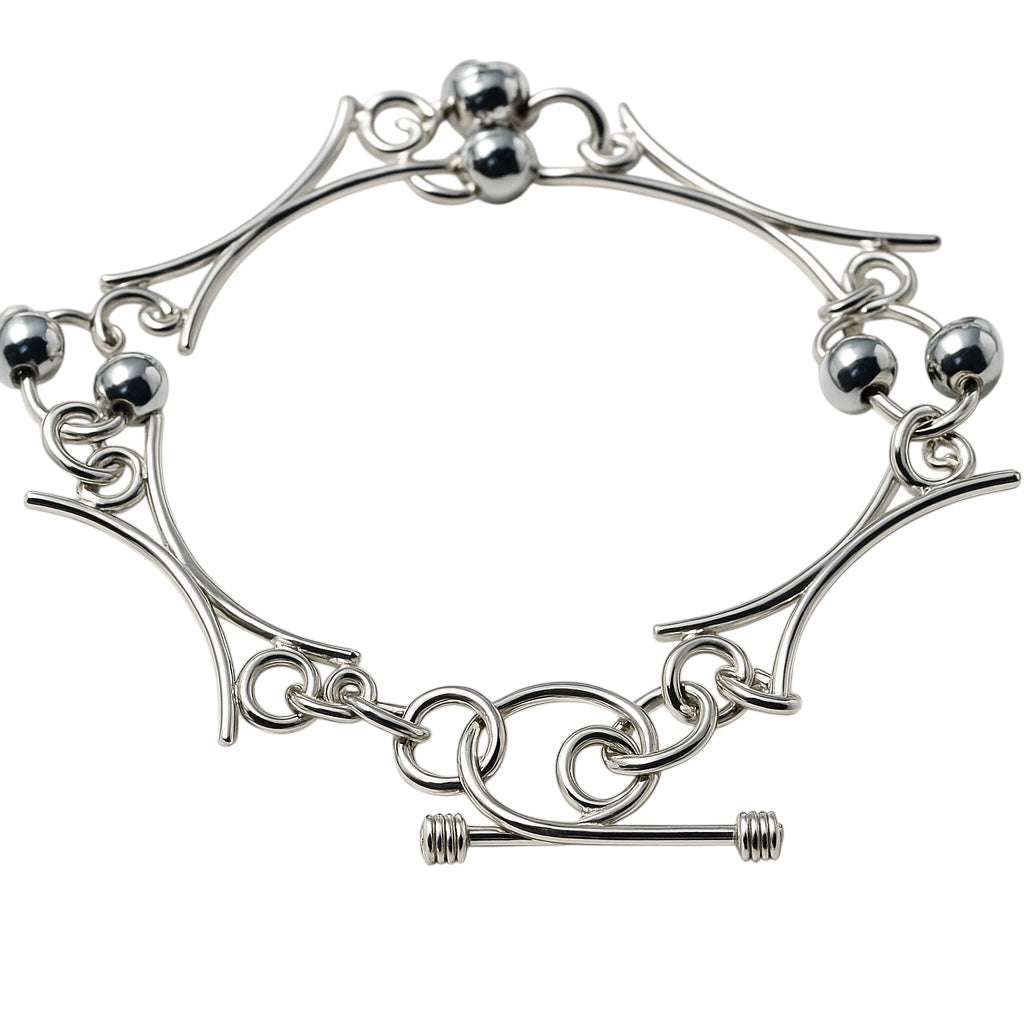 Geometric Ball Link Sterling Silver Bracelet