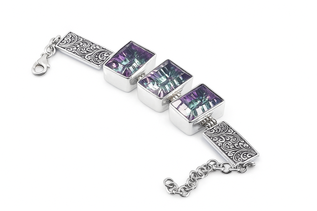 Mystic Quartz Sterling Silver Bracelets