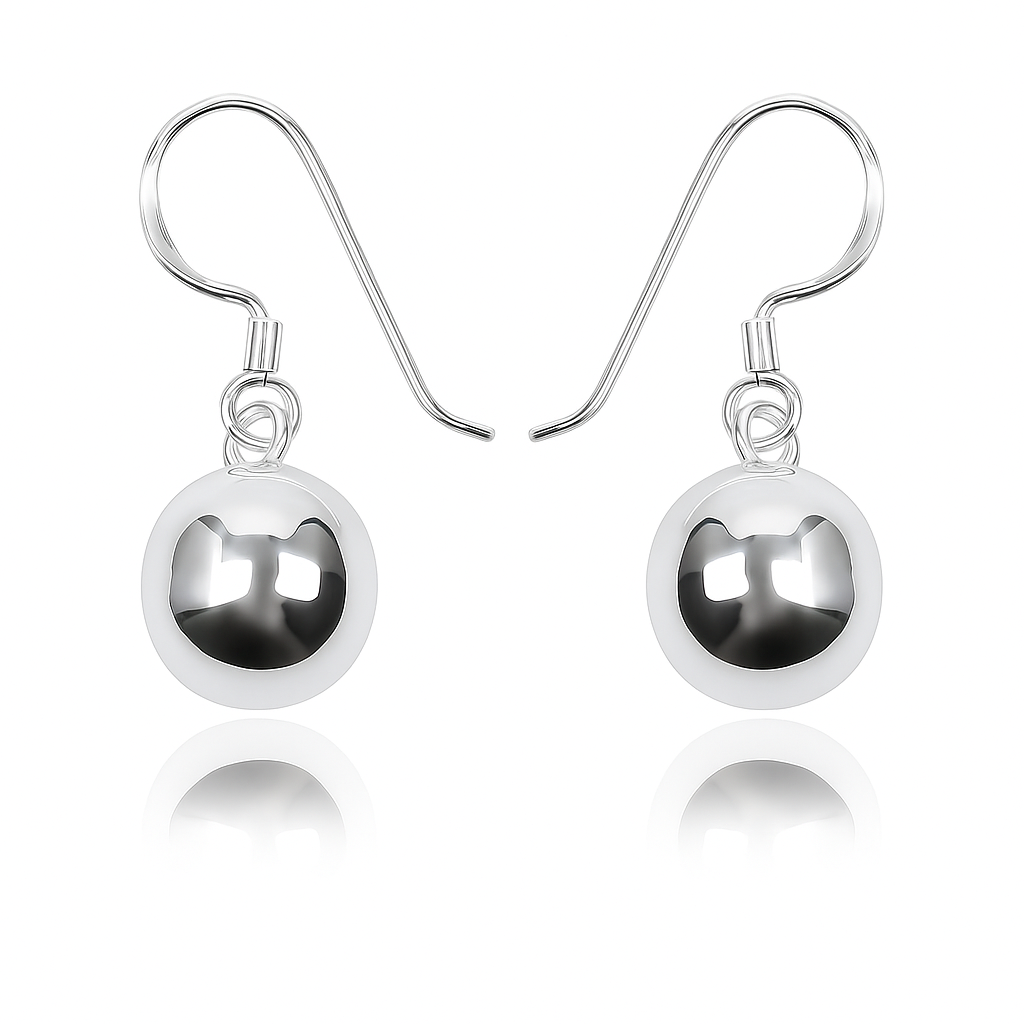 Ball Drop 8mm Sterling Silver Earrings
