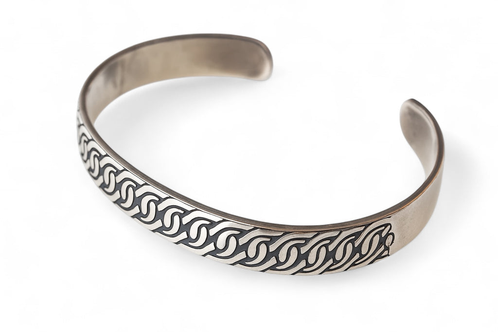 Sterling Silver Swirled Cuff Bracelet - Handcrafted 925 Silver Jewelry