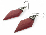 Red Coral Pointed Sterling Silver Earring