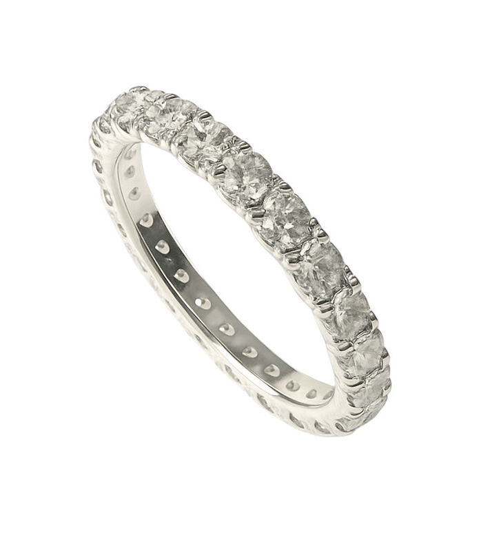 Cubic Zirconia Sterling Silver Band