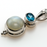 Blue Topaz Pearl Sterling Silver Pendant