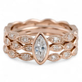Rose Gold Plated Rose Cubic Zirconia Stacking Sterling Silver Ring
