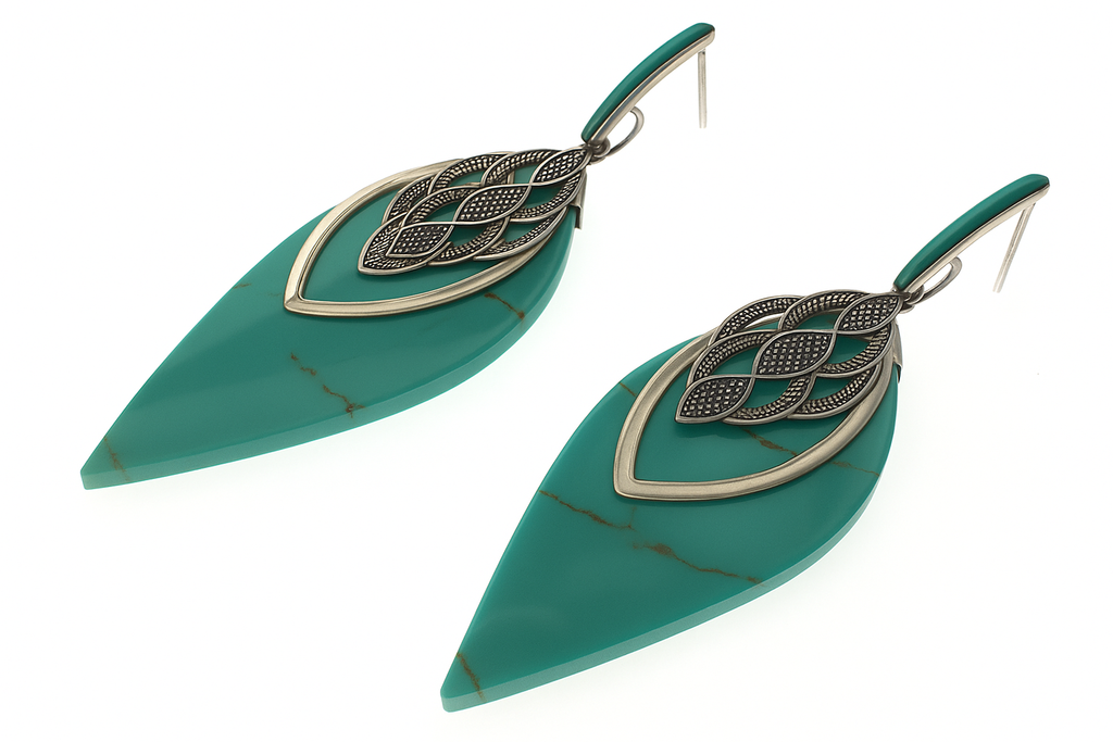 Turquoise Like .925 Sterling Silver Wing Earring