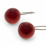 Red Coral Ball Drop Sterling Silver Earrings