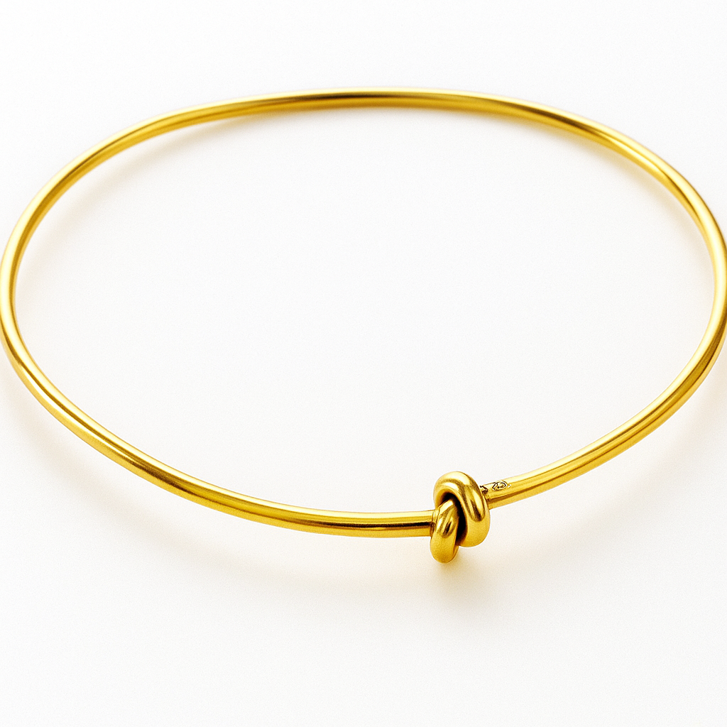 Gold Plated Knotted Sterling Silver Bangle