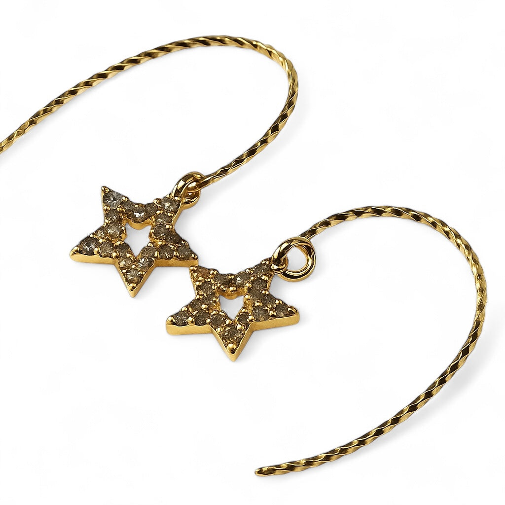 Star Cubic Zirconia Gold Plated 18K Sterling Silver Earrings