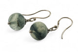 Pale Green Splotched 10mm Ball Sterling Silver Earrings