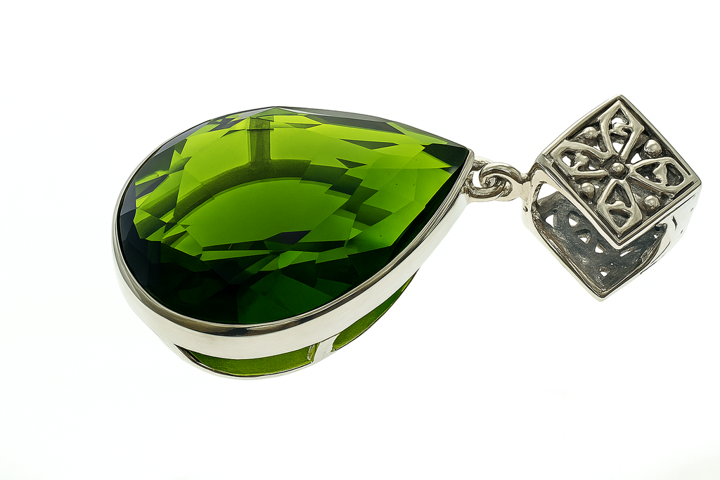 Peridot Like Teardrop .925 Sterling Silver Pendant