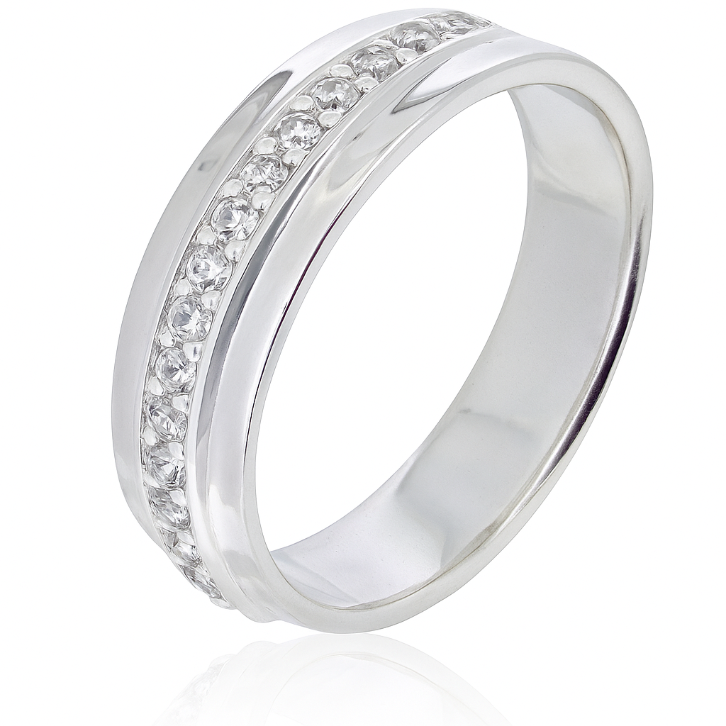 Crystal 5mm Sterling Silver Band