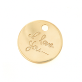 Gold plated 8mm tag with “I love you” inscription Sterling Silver