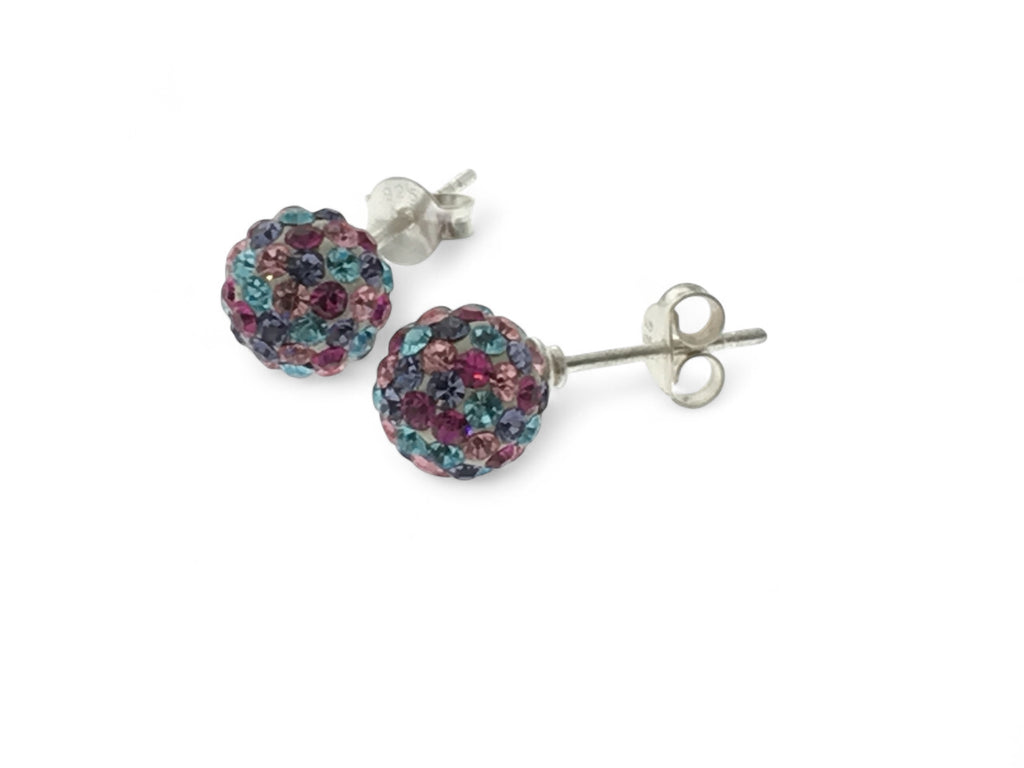 Mini Crystal Disco Ball Sterling Silver Earring