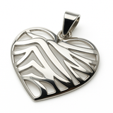 Heart Openwork Sterling Silver Striped Pendant