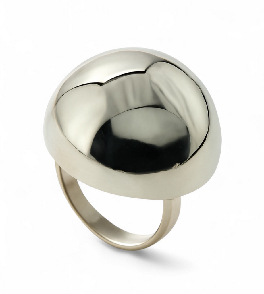 Mirror Round Top .925 Sterling Silver Ring