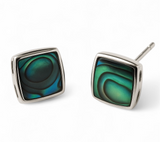 Paua Square 6mm Sterling Silver Earrings