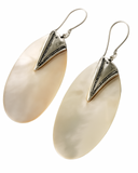 Mother of Pearl Large Oval .925 Silver Earrings