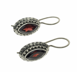 Genuine Sterling Silver and Oval Garnet Earrings