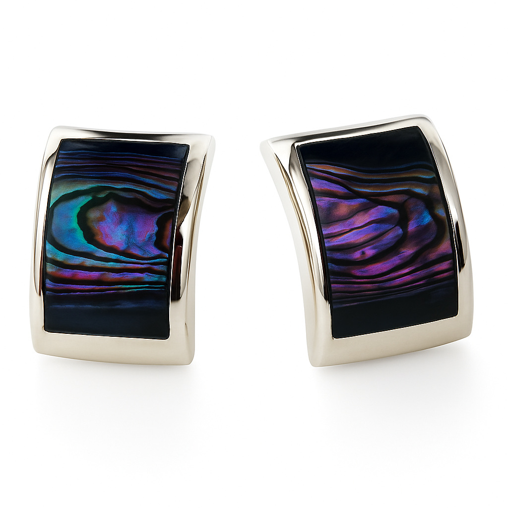 Paua Curved Sterling Silver Earrings