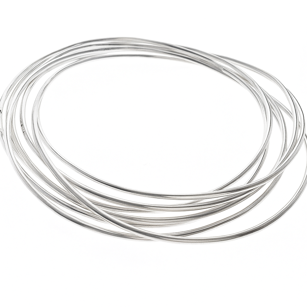 Seven Ring Russian Wedder Sterling Silver Bangle