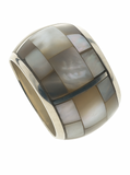 Mother of Pearl Half Wire Rounded 15mm Sterling Silver Band