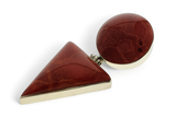 Red coral Circle & Triangle Sterling Silver Pendant