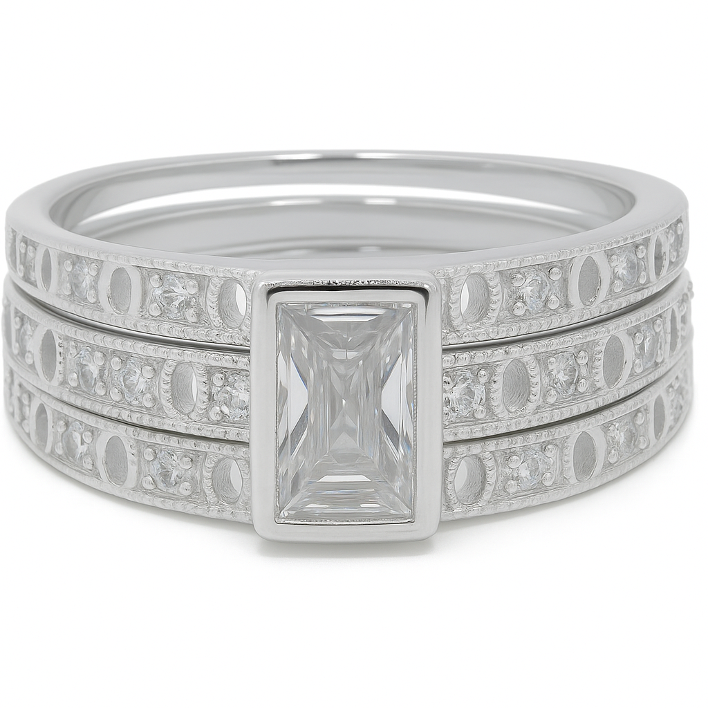 Cubic Zirconia Stacking 925 Sterling Silver Ring