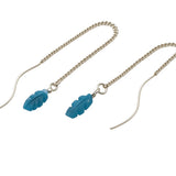 Threader Turquoise Feather Chain Sterling Silver Earring