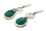Turquoise Leaf Framed Sterling Silver Earrings