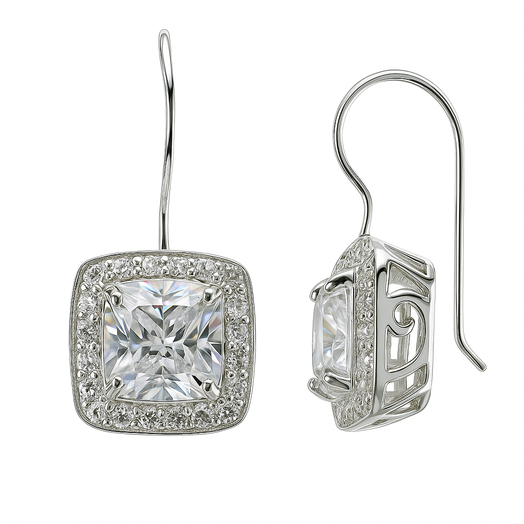 Cubic Zirconia Encrusted Centre .925 Sterling Silver Earring