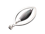 Oval Framed Hanging Shell Petal Sterling Silver Pendant
