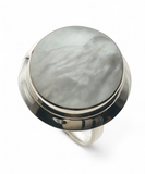Mother of Pearl Framed Sterling Silver Ring
