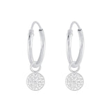 Silver Patterned Charm Huggie Earring