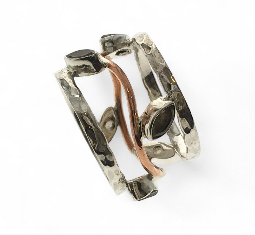 Sterling Silver & Brass Citrine Ring