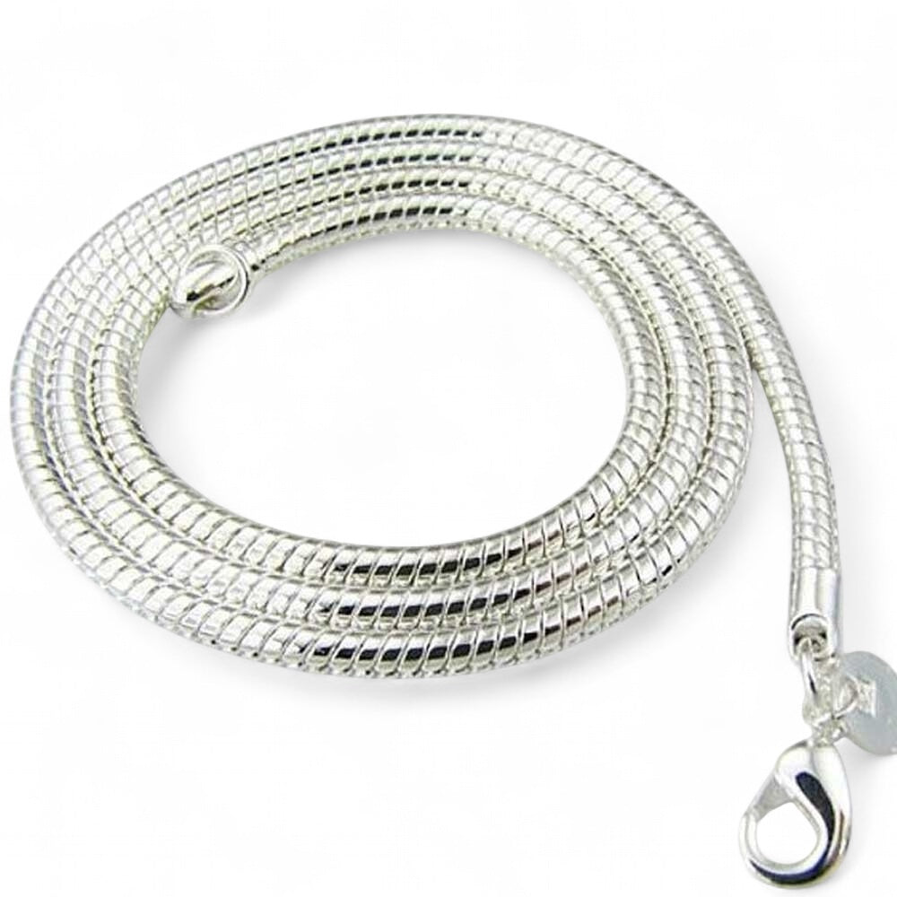 Chain Sterling Silver Plated Snake 4.0mm Necklace (20")