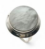 Mother of Pearl Framed Sterling Silver Ring